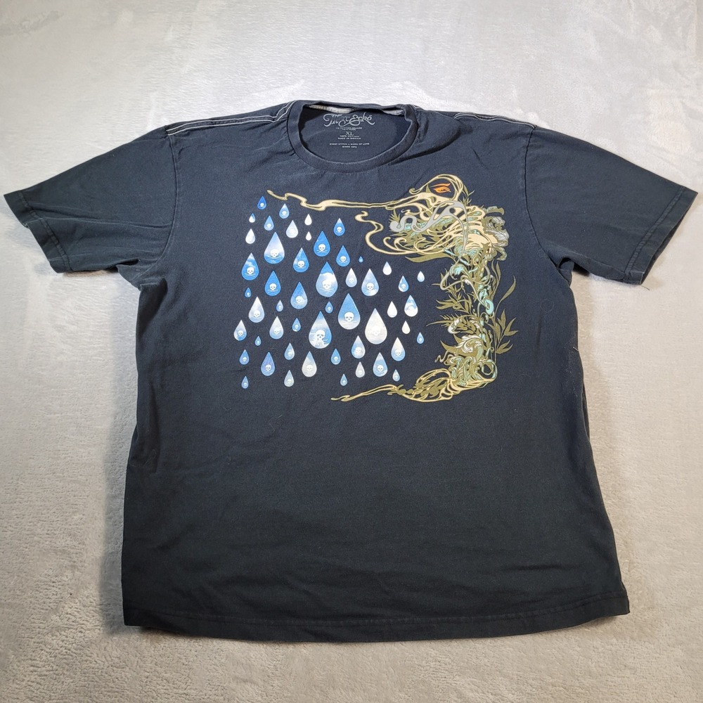 Marc Ecko T-Shirt Mens XL Black Skull Raindrops Art Graphic Tee‎